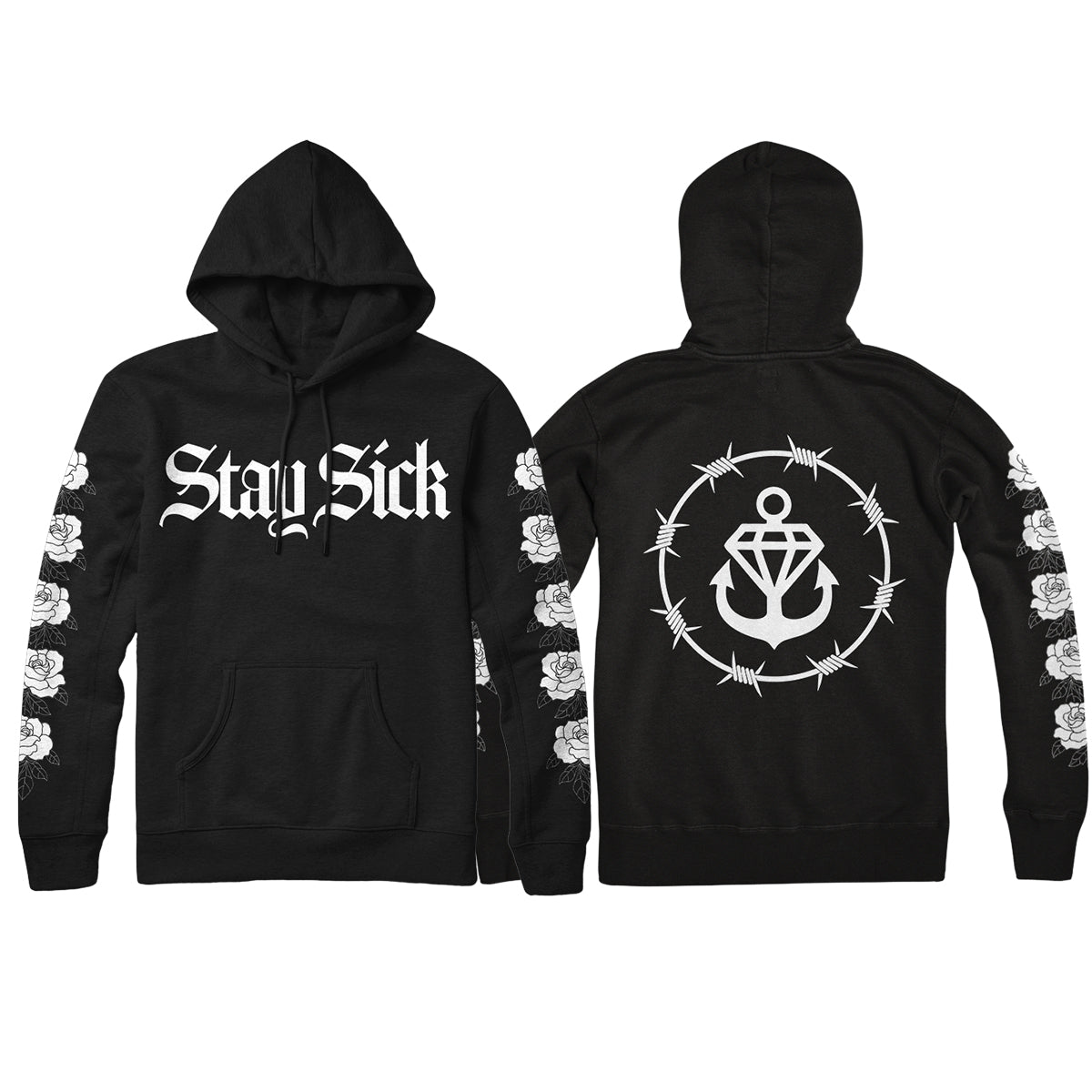 Roses & Barbed Logo Black Pullover