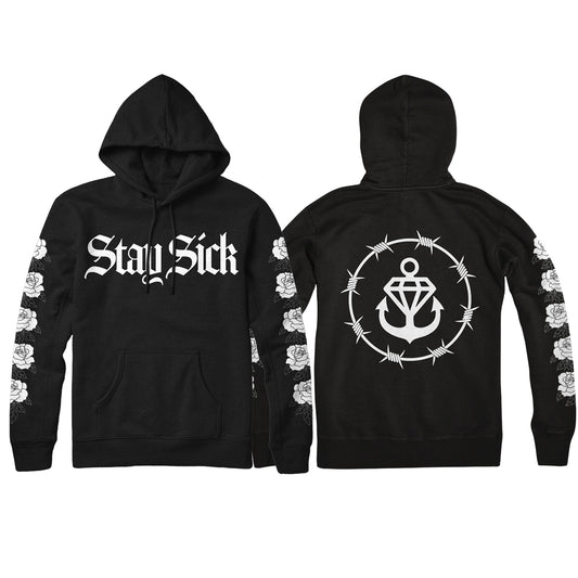 Roses & Barbed Logo Black Pullover