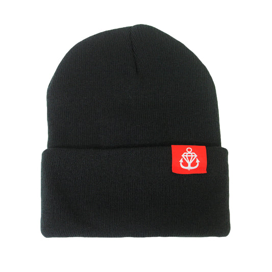 Logo Hem Tag Black Flip-Up Beanie